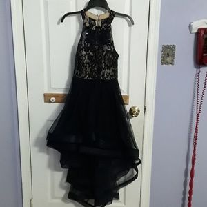 Navy blue high/low prom dress